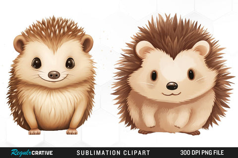 Cute Hedgehog Clipart Bundle Sublimation Regulrcrative 