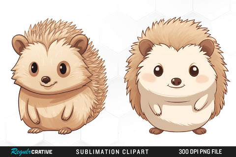 Cute Hedgehog Clipart Bundle Sublimation Regulrcrative 