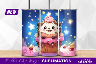 Cute hedgehog cupcake tumbler png design Sublimation Regulrcrative 