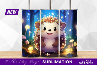 Cute hedgehog in enchanted forest tumbler png Sublimation Regulrcrative 
