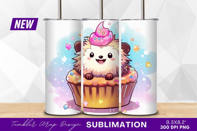 Cute hedgehog inside a delicious cupcake Sublimation Regulrcrative 