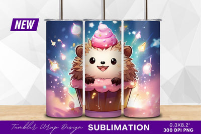 Cute hedgehog inside cupcake tumbler png Sublimation Regulrcrative 
