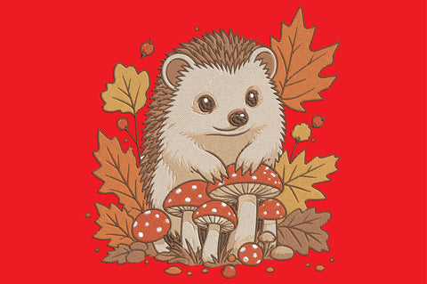 Cute Hedgehog Mushroom Embroidery Embroidery/Applique DESIGNS designartist 