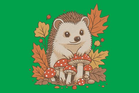 Cute Hedgehog Mushroom Embroidery Embroidery/Applique DESIGNS designartist 