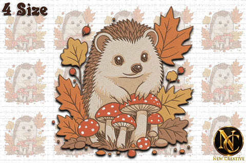 Cute Hedgehog Mushroom Embroidery Embroidery/Applique DESIGNS designartist 