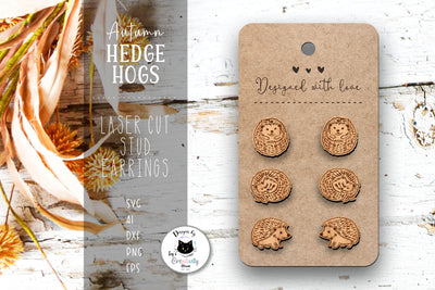 Cute Hedgehog Stud Earrings SVG SVG Ivy's Creativity House 
