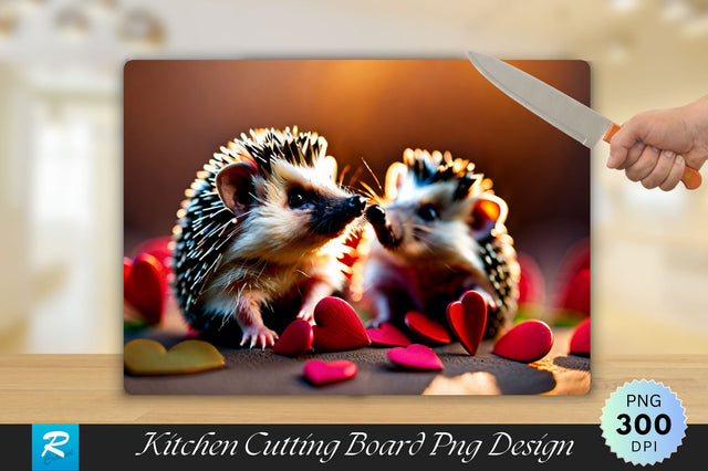 Cute Hedgehog With Hearst Cutting Board Sublimation Regulrcrative 