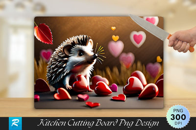Cute Hedgehog With Hearst Cutting Board Sublimation Regulrcrative 