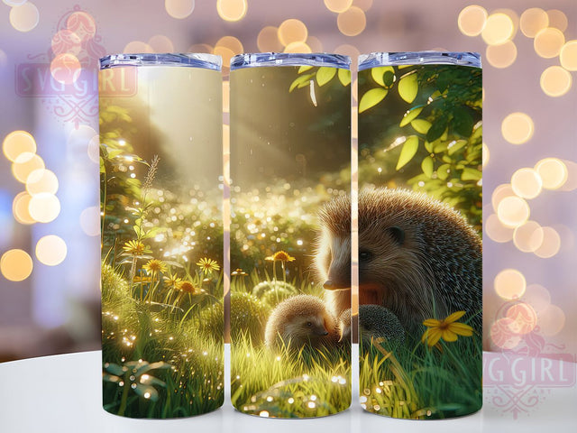 Cute Hedgehog Woodland Animal Tumbler, Animal Family Design, Pet Lover Gift, Woodland Creature Cup, Prickly Friend Art, Forest Animal Gift, Baby Hedgehog Design Sublimation SvggirlplusArt 