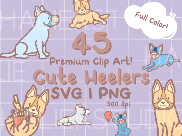 Cute Heelers Color SVG and PNG Design Set SVG HalieKStudio 
