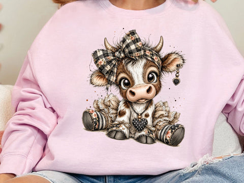 Cute Heifer Cow Bow Patchwork PNG SVG artprintfile 