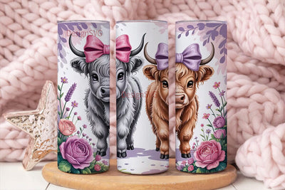 Cute Highland Calves 20oz Tumbler Wrap Sublimation DesignSVG 