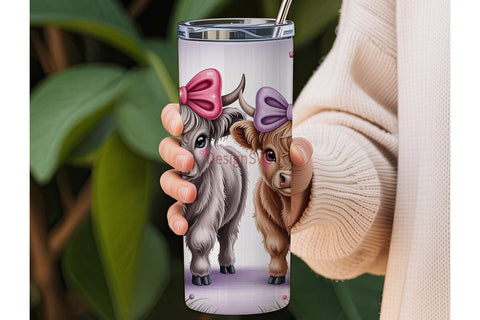 Cute Highland Calves 20oz Tumbler Wrap Sublimation DesignSVG 