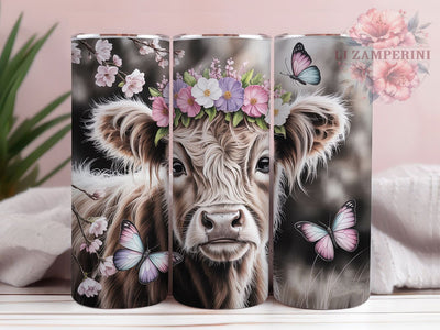Cute Highland Cow 20oz Tumbler Wrap, Floral Cow Design, Rustic Country Sublimation, Farm Animal Theme, Country Chic Wrap, 20oz Tumbler Design, PNG Tumbler Wrap Sublimation Li Zamperini 