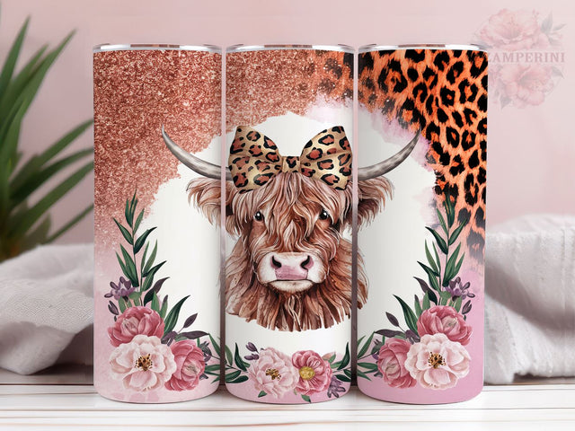 Cute Highland Cow 20oz Tumbler Wrap PNG, Highland Cow Tumbler Png, Straight & Tapered Tumbler Wrap, Instant Digital Download Sublimation Li Zamperini 