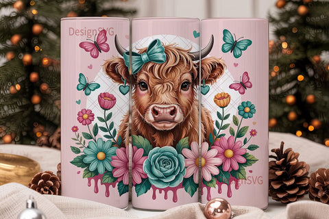 Cute Highland Cow 20oz Tumbler Wrap Sublimation DesignSVG 