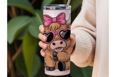 Cute Highland Cow 20oz Tumbler Wrap Sublimation DesignSVG 