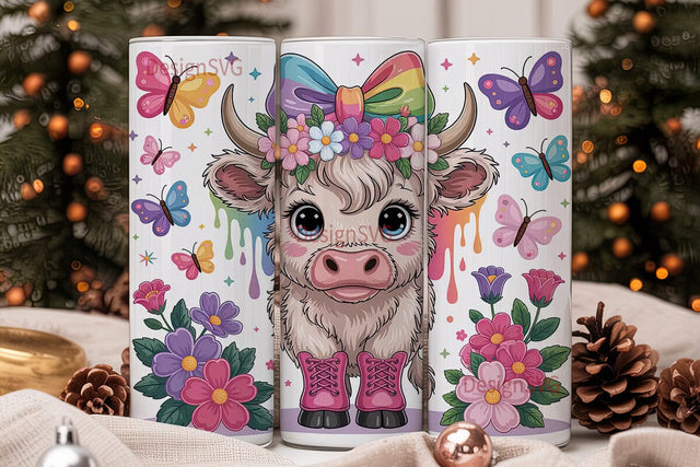 Cute Highland Cow 20oz Tumbler Wrap Sublimation DesignSVG 
