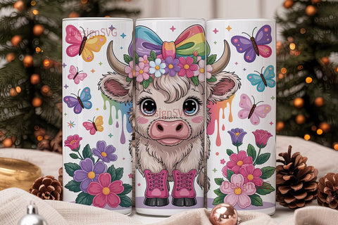 Cute Highland Cow 20oz Tumbler Wrap Sublimation DesignSVG 