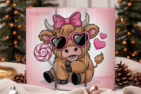 Cute Highland Cow 20oz Tumbler Wrap Sublimation DesignSVG 