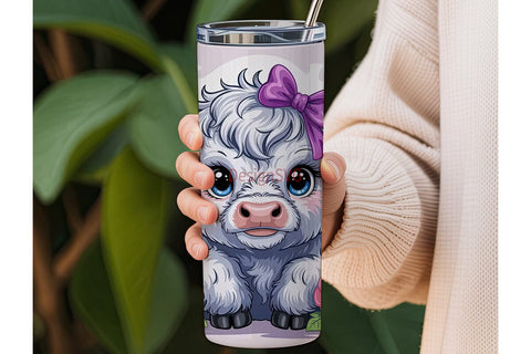 Cute Highland Cow 20oz Tumbler Wrap Sublimation DesignSVG 