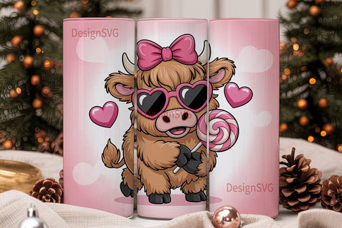 Cute Highland Cow 20oz Tumbler Wrap Sublimation DesignSVG 