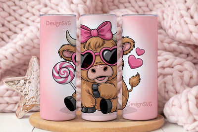 Cute Highland Cow 20oz Tumbler Wrap Sublimation DesignSVG 