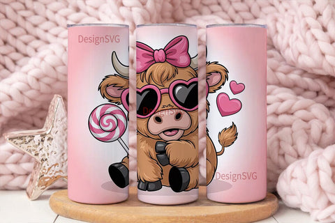 Cute Highland Cow 20oz Tumbler Wrap Sublimation DesignSVG 
