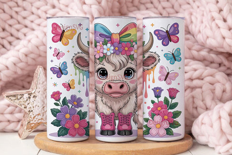 Cute Highland Cow 20oz Tumbler Wrap Sublimation DesignSVG 