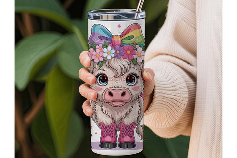 Cute Highland Cow 20oz Tumbler Wrap Sublimation DesignSVG 