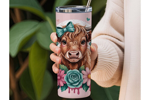 Cute Highland Cow 20oz Tumbler Wrap Sublimation DesignSVG 