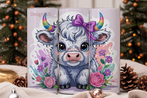 Cute Highland Cow 20oz Tumbler Wrap Sublimation DesignSVG 