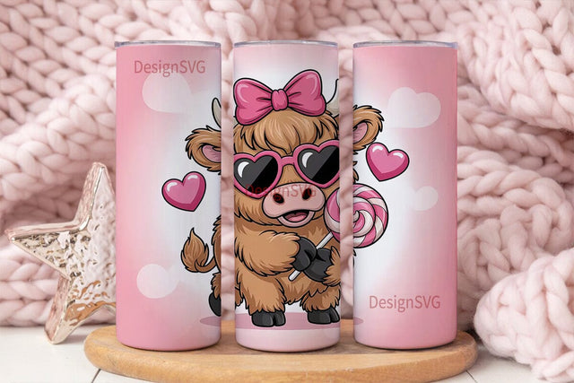 Cute Highland Cow 20oz Tumbler Wrap Sublimation DesignSVG 