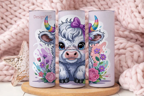 Cute Highland Cow 20oz Tumbler Wrap Sublimation DesignSVG 