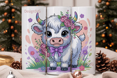 Cute Highland Cow 20oz Tumbler Wrap Sublimation DesignSVG 