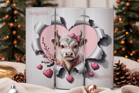 Cute Highland Cow Calf 20oz Tumbler Sublimation DesignSVG 