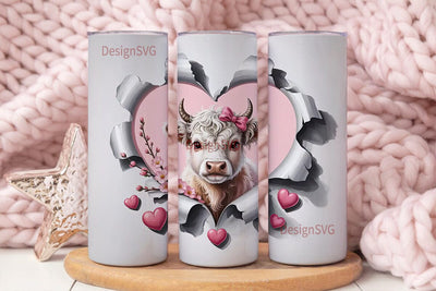 Cute Highland Cow Calf 20oz Tumbler Sublimation DesignSVG 