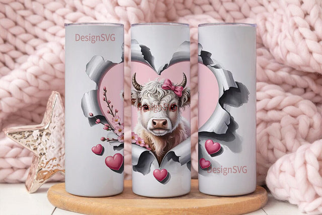 Cute Highland Cow Calf 20oz Tumbler Sublimation DesignSVG 
