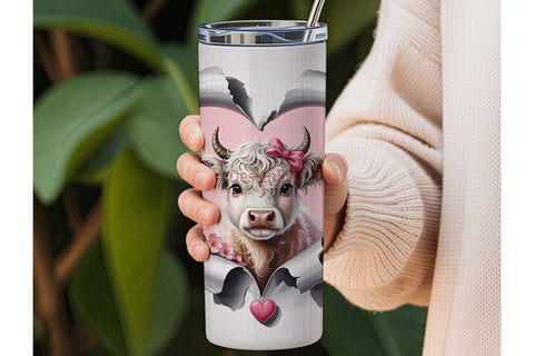 Cute Highland Cow Calf 20oz Tumbler Sublimation DesignSVG 