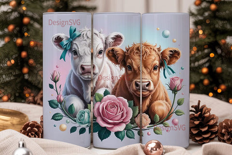 Cute Highland Cow Calves 20oz Tumbler Sublimation DesignSVG 