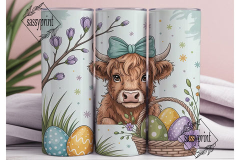 Cute Highland Cow Easter 20oz Tumbler Sublimation sassyprint 