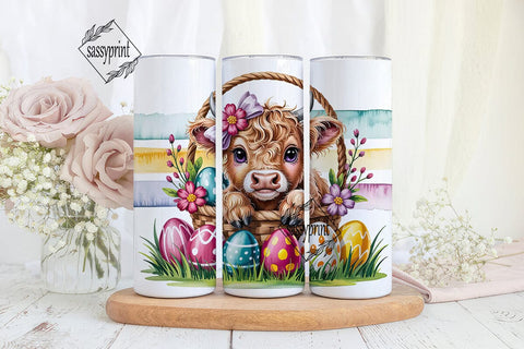 Cute Highland Cow Easter Basket Tumbler Sublimation sassyprint 