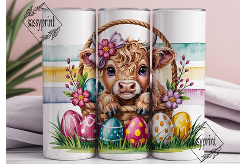 Cute Highland Cow Easter Basket Tumbler Sublimation sassyprint 