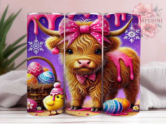 Cute Highland Cow Easter Spring Tumbler Wrap, Highland Cow Tumbler, Spring Drinkware, Sublimation Wrap, Farmhouse Decor, Custom Tumbler, Cute Cow Gift Sublimation Li Zamperini 