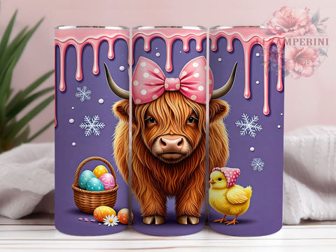 Cute Highland Cow Easter Spring Tumbler Wrap, Highland Cow Tumbler, Spring Drinkware, Sublimation Wrap, Farmhouse Decor, Custom Tumbler, Cute Cow Gift Sublimation Li Zamperini 