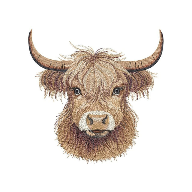 Cute Highland Cow Embroidery Design, Farm Animal Machine Embroidery File, 3 sizes, Instant Download Embroidery/Applique DESIGNS Nino Nadaraia 
