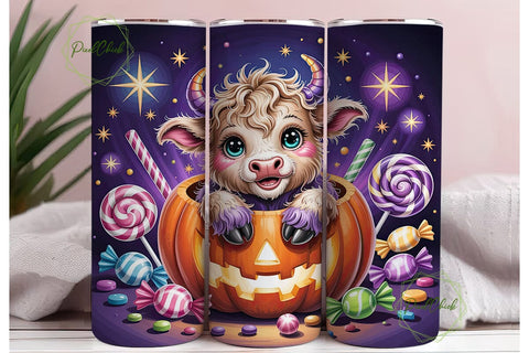 Cute Highland Cow Halloween 20oz Tumbler Sublimation PixelChick 