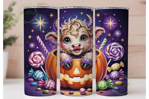 Cute Highland Cow Halloween 20oz Tumbler Sublimation PixelChick 