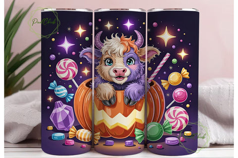 Cute Highland Cow Halloween 20oz Tumbler Sublimation PixelChick 