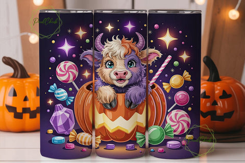 Cute Highland Cow Halloween 20oz Tumbler Sublimation PixelChick 